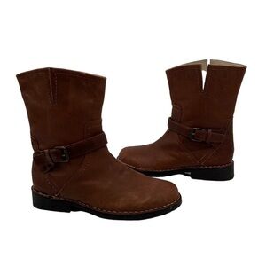 Boden Brown Side Slit Pull On Moto Boots Size 40 Women's